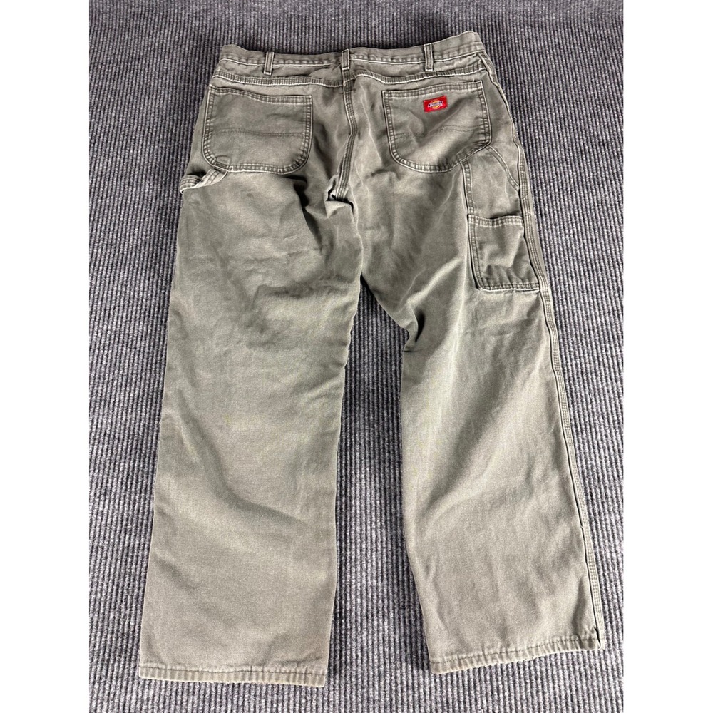 Dickies Mens Carpenter Pants Green Duck Canvas Utility Workwear 37x27.5 - Picture 5 of 6